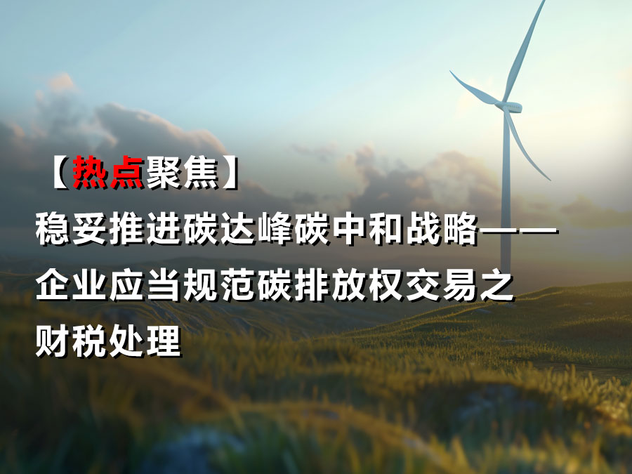 【热点聚焦】稳妥推进碳达峰碳中和战略——企业应当规范碳排放权交易之财税处理
